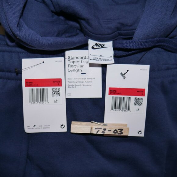 Nike Club Fleece Men's Sweatsuit 2 PC Tracksuit Matching Navy Blue Outfit NWT - Picture 13 of 14